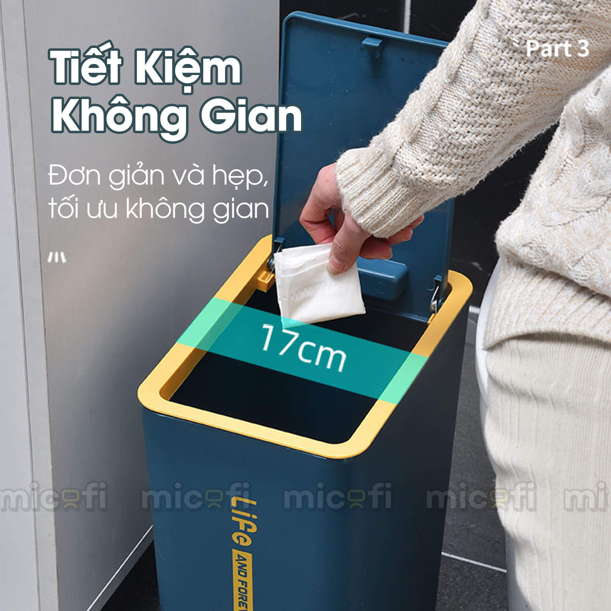 Thùng Rác Nhấn Nút Micofi Có Nắp