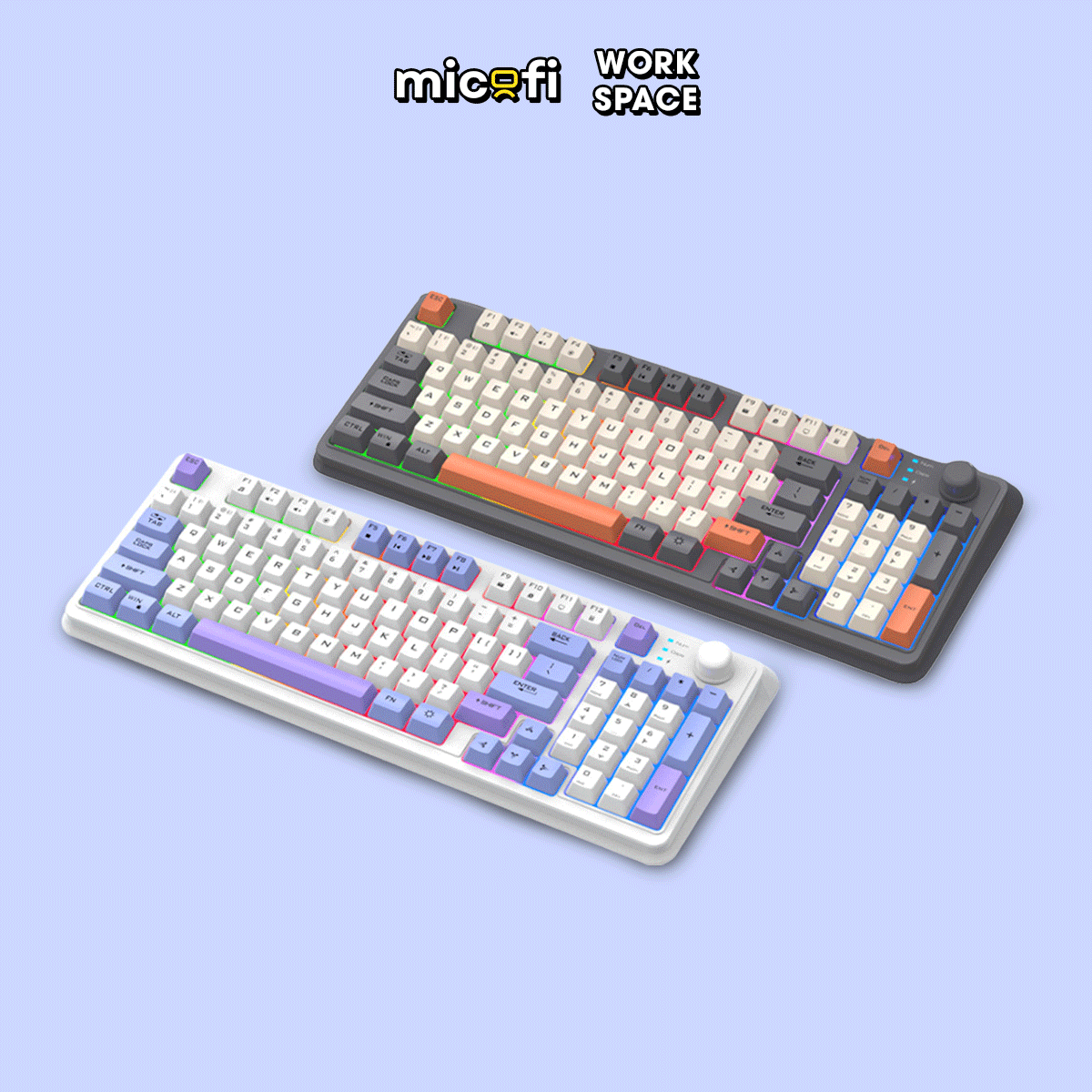 Bàn Phím Bluetooth Không Dây Xunfox x Micofi Giả Cơ Máy Tính, Bàn Phím Gaming Chơi Game Có Dây Laptop Điện Thoại PC LED