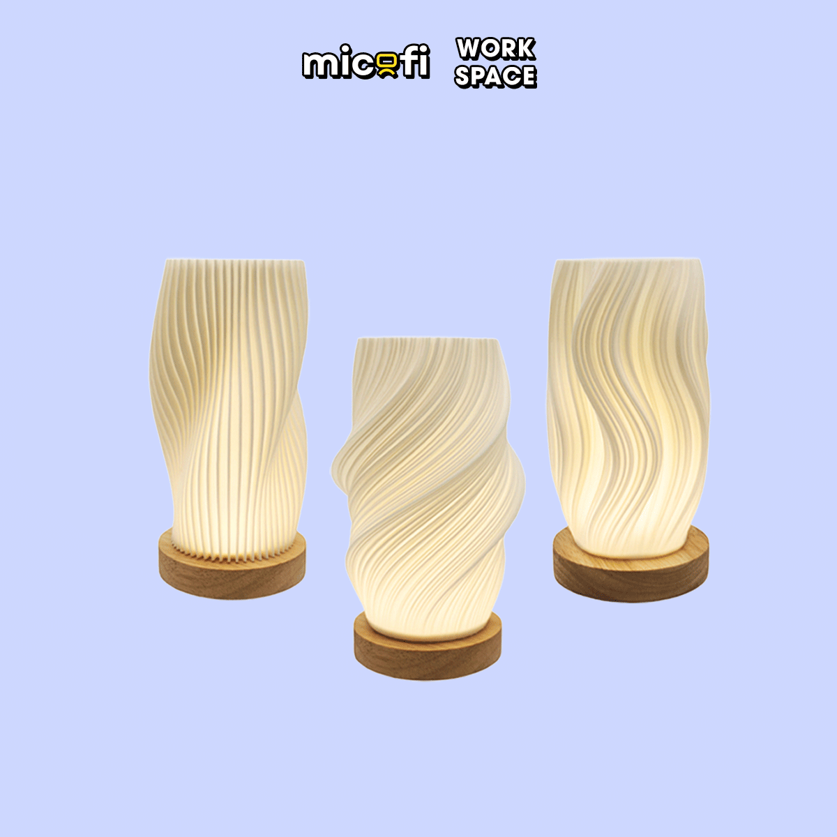 Đèn LED Bàn Micofi Trang Trí, LED Ngủ Decor Đọc Sách Để Bàn Phòng Khách Phòng Ngủ, Đèn 3D Nhiều Màu Gợn Sóng Hiện Đại
