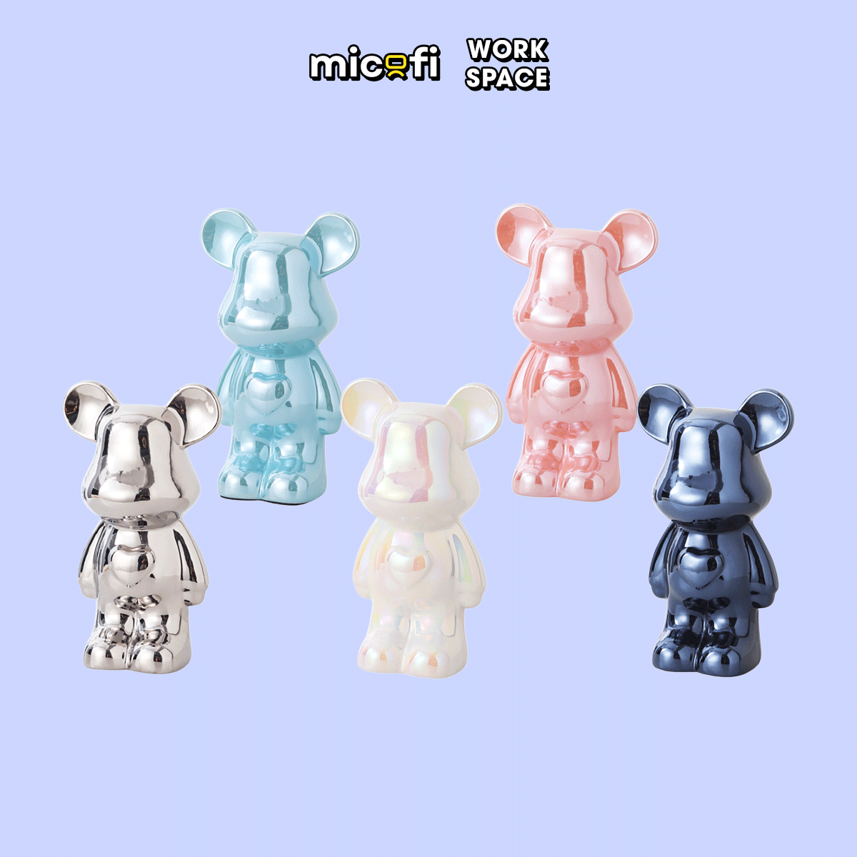 Ống Heo Tiết Kiệm Micofi Gấu Bearbrick, Ống Heo Sứ Trang Trí Mô Hình Bearbrick Decor Trưng Bày, Tượng Đút Tiền Gấu 28CM