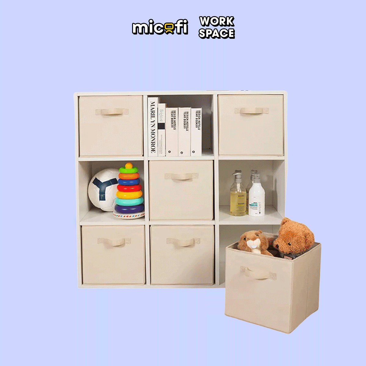 Hộp Đựng Đồ Micofi, Hộp Vải Đựng Đồ Chơi Đa Năng, Giỏ Để Cá Nhân, Thùng Vải Để Tài Liệu Có Tay Cầm Xếp Gọn