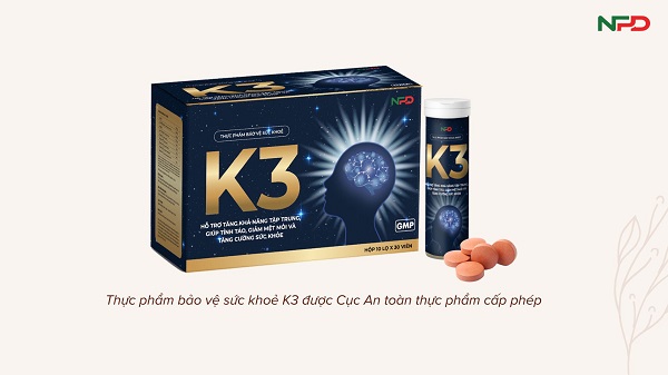 TPBVSK K3 - Hỗ trợ tăng khả năng tập trung, giúp tỉnh táo, giảm mệt mỏi