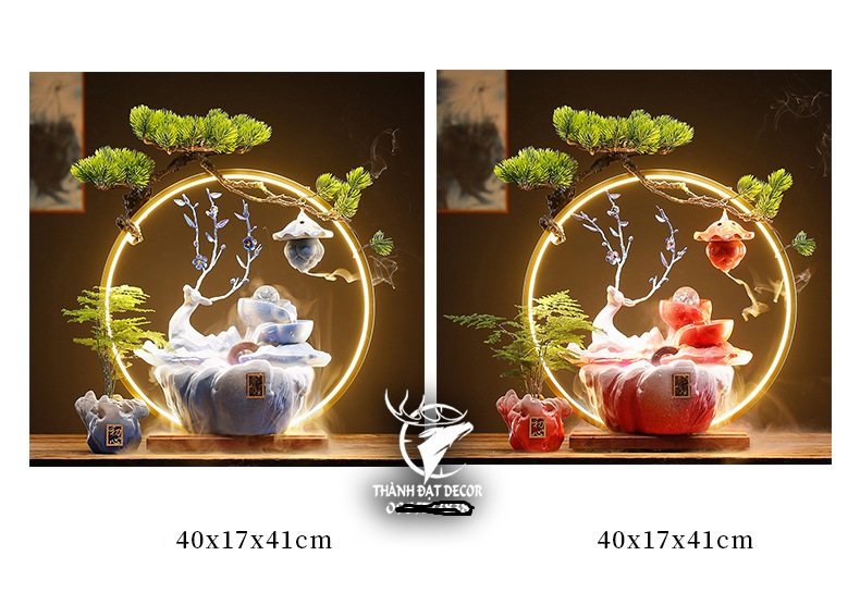 Hướng dẫn lặp đặt thác nước Thác nước, thác khói trầm hương phong thủy cao cấp hình hươu, thác nước luân chuyển để bàn đem lại may mắn,tài lộc