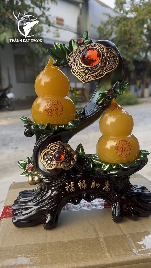 Tượng Cặp Hồ Lô Phong Thủy Như Ý May Mắn, Quà Tặng Tân Gia Khai Trương, Sinh Nhật, Decor Trang Trí Nhà Cửa