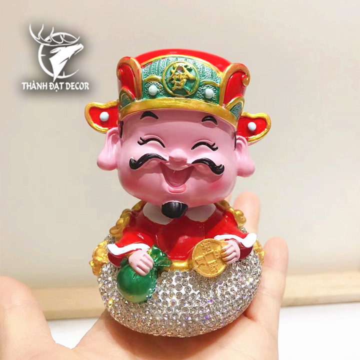 Tượng Ông Thần Tài Đính Đá Phúc Lộc May Mắn Decor Cao Cấp Trang Trí Taplo Ô Tô - Văn Phòng - Bàn Làm Việc - Làm Quà Tặng