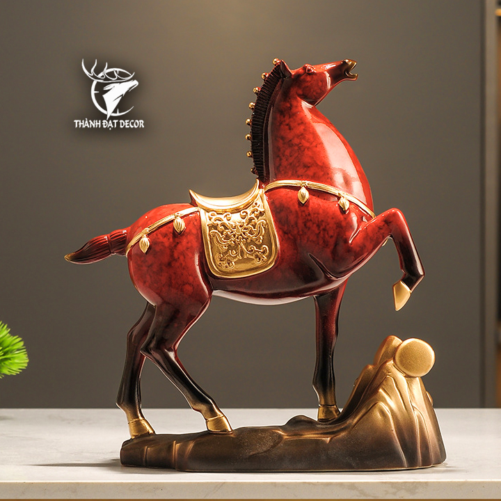Tượng Ngựa Phong Thủy 26x8x28 Mã Đáo Thành Công, Quà Tặng Tuổi Ngọ Tân Gia Khai Tương Sinh Nhật