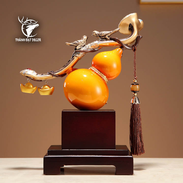 Tượng phong thủy Hồ Lô Cam Trượng Như Ý Treo Vàng Phú Quý Bình An Tài Lộc, quà tặng tân gia , khai trương