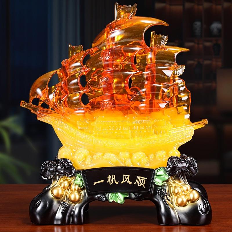 Tượng Thuyền Thuận Buồm Xuôi Gió Đĩa Ngọc Như Ý Phong Thủy, Quà Tặng Tân Gia , Khai Trương, Tặng Sếp