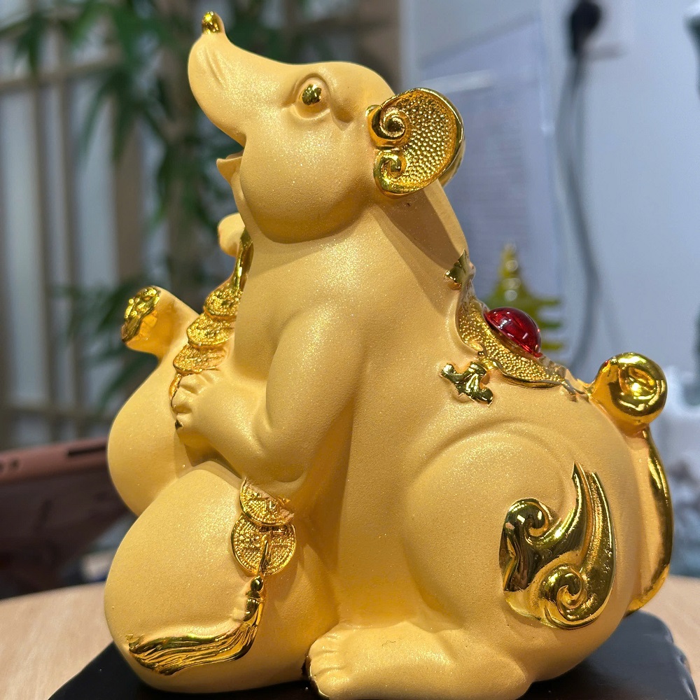 Tượng Chuột Phong Thủy 14x9x18 Chiêu Tài Sinh Lộc Tuổi Tí , Quà Tặng Tân Gia Khai Trương Sinh Nhật