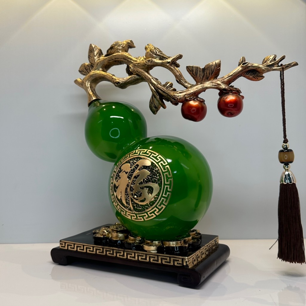 Tượng phong thủy Hồ Lô Cam Cành Hồng Chim Sẽ Phú Quý Bình An Tài Lộc, quà tặng tân gia , khai trương