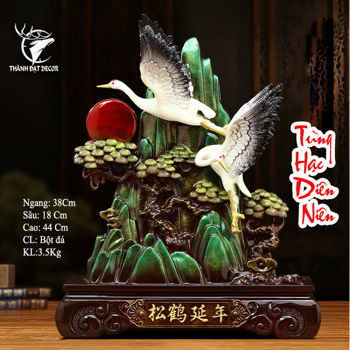Tượng Chim Hạc Phong Thủy, Tùng Hạc Diên Niên Trường Thọ Trang Trí Phòng Khách Quà Tặng Tân Gia Mừng Thọ