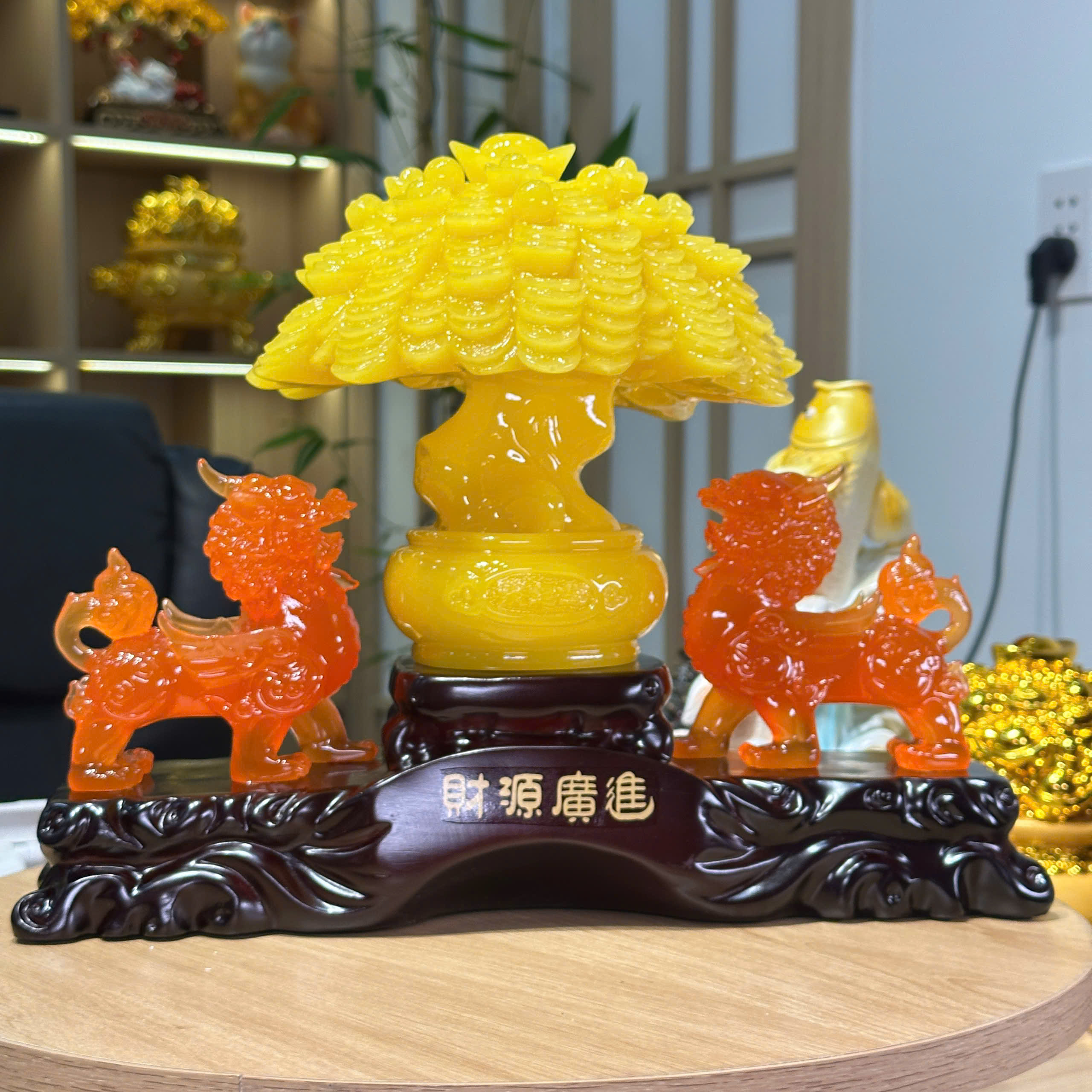 Tượng Cặp Kỳ Lân Tụ Bảo 35x16x27, Phong Thủy May Mắn Tài Lộc, quà tặng tân gia khai trương sinh nhật