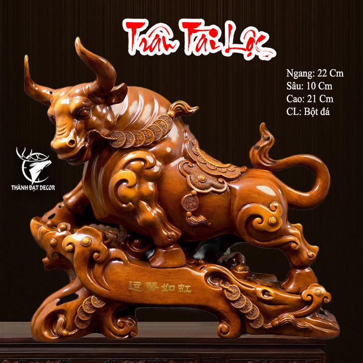 Tượng Trâu Tài Lộc 30x12x26 Decor Phong Thủy Quà Tặng Tân Gia Khai Trương Sinh Nhật Để Bàn