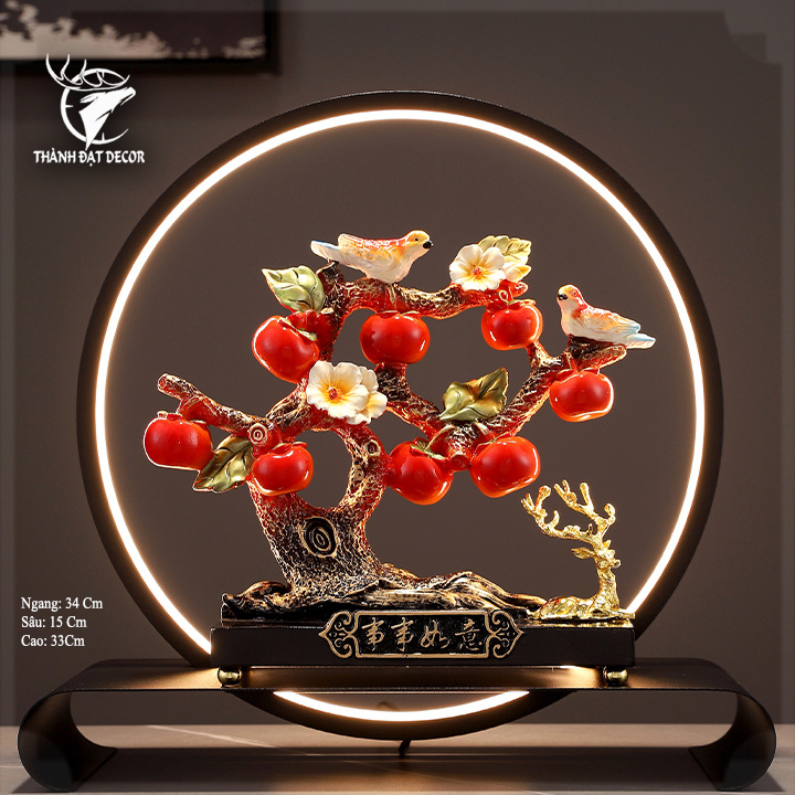 Kệ Đèn Led Cây Táo Chim Sẽ, Tượng Decor Trang Trí Nhà Cửa, Quà Tặng Tân Gia Khai Trương Sinh Nhật Ý Nghĩa Sang Trọng