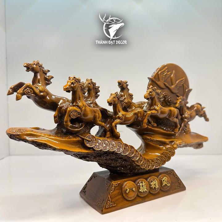 Tượng Bát Mã Truy Phong , Mã Đáo Thành Công size 31x8x20cm Quà Tặng Tân Gia Khai Trương, Decor