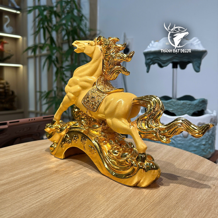 Tượng Ngựa Phong Thủy Kim Sa Cát Vàng 29x8x21cm, Mã Đáo Thành Công, Quà Tặng Tân Gia Khai Trương