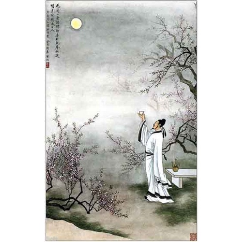 Tượng Lý Bạch Mời Rượu Bằng Gốm Sứ Trắng , Cao 14.5Cm Trang Trí Tiểu Cảnh, BonSai, Lũa, Hòn Non Bộ, Bàn Trà