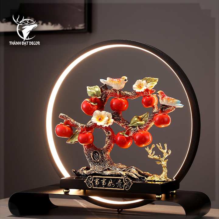 Kệ Đèn Led Cây Táo Chim Sẽ, Tượng Decor Trang Trí Nhà Cửa, Quà Tặng Tân Gia Khai Trương Sinh Nhật Ý Nghĩa Sang Trọng
