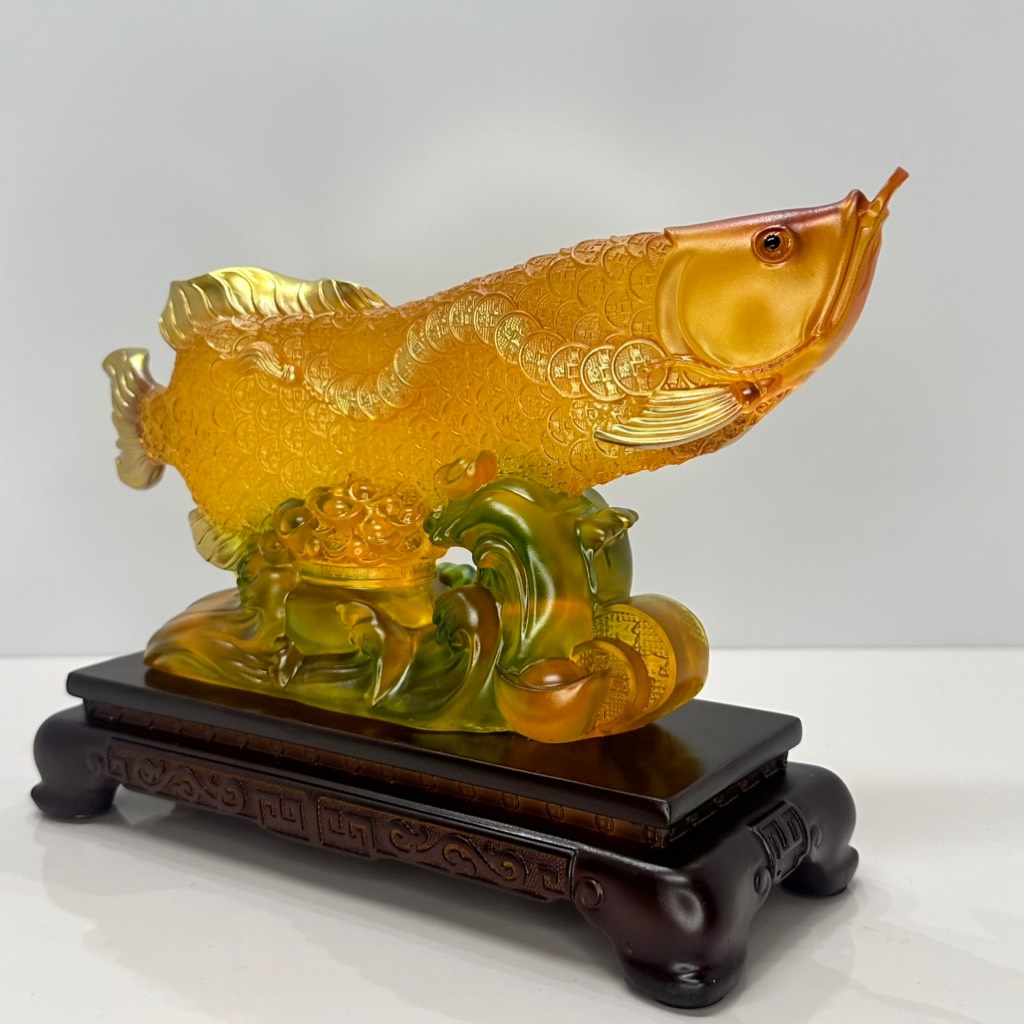 Tượng Phong Thủy Cá Rồng Kim Long Màu Lưu Ly Chiêu Tài , Quà Tặng Tân Gia Khai Trương Trang Trí Nhà Cửa
