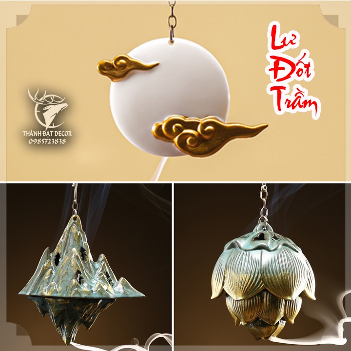 Lư đốt trầm hương dùng trang trí kệ đèn, tượng phật, văn phòng, không gian thiền tịnh