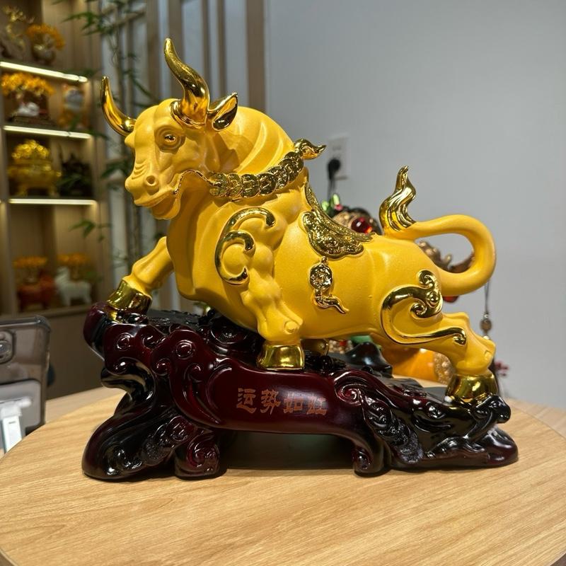 Tượng Trâu Tài Lộc 30x12x26 Decor Phong Thủy Quà Tặng Tân Gia Khai Trương Sinh Nhật Để Bàn