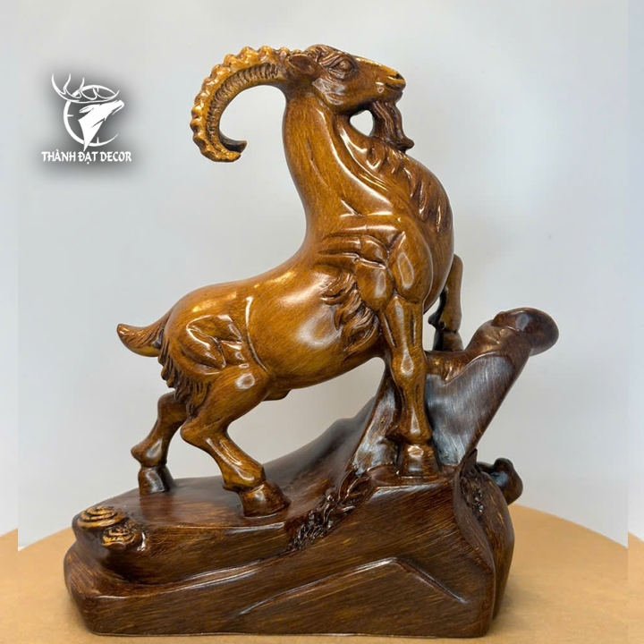 Tượng Con Dê Phong Thủy Màu Gỗ Cho Người Tuổi Mùi, Quà Tặng Sinh Nhật, Tân Gia, Khai Trương Decor