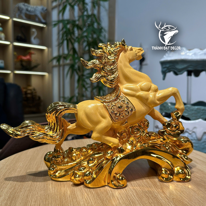 Tượng Ngựa Phong Thủy Kim Sa Cát Vàng 29x8x21cm, Mã Đáo Thành Công, Quà Tặng Tân Gia Khai Trương