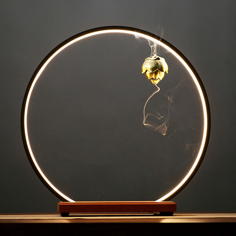Kệ Gỗ Đặt Tượng Trang Trí Có Đèn Led size 30, Có Thể Đốt Trầm Hương, Quà Tặng Tân Gia Khai Trương Trang Trí Bàn