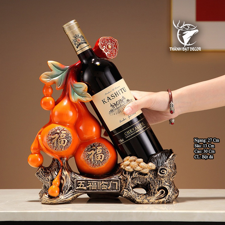 Đế Đặt Rượu Hồ Lô Phong Thủy Bột Đá – Màu Đỏ- Cam May Mắn, Trang Trí Quà Tặng Tân Gia Khai Trương