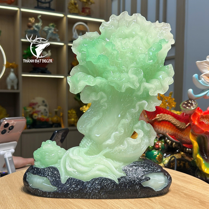 Tượng bắp cải phong thủy bột đá ngọc bích – Tụ tài giữ lộc, quà tặng tân gia khai trương sinh nhật