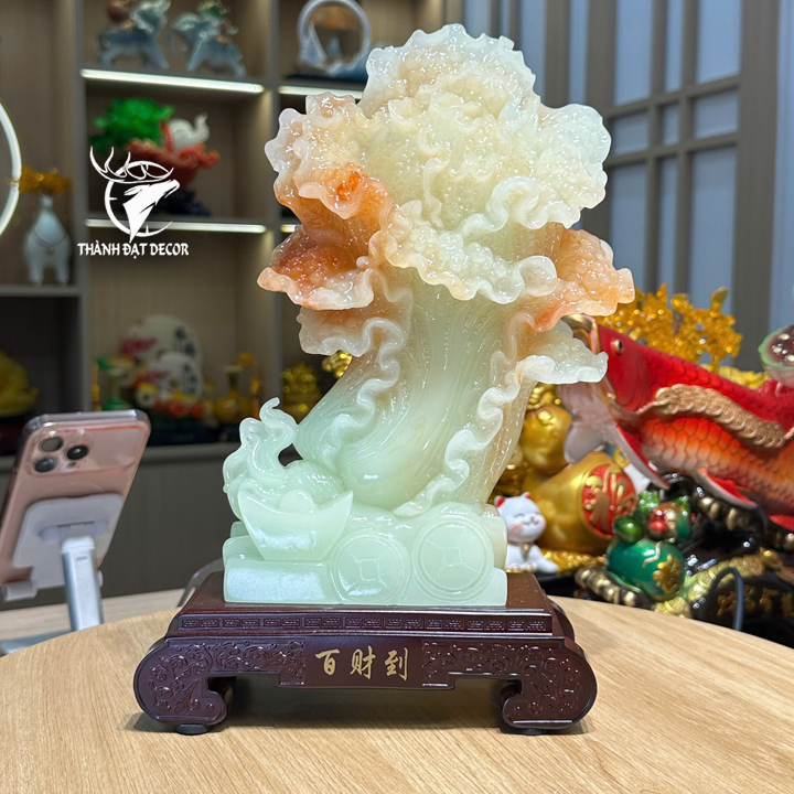 Tượng bắp cải phong thủy bột đá ngọc bích – Tụ tài giữ lộc, quà tặng tân gia khai trương sinh nhật