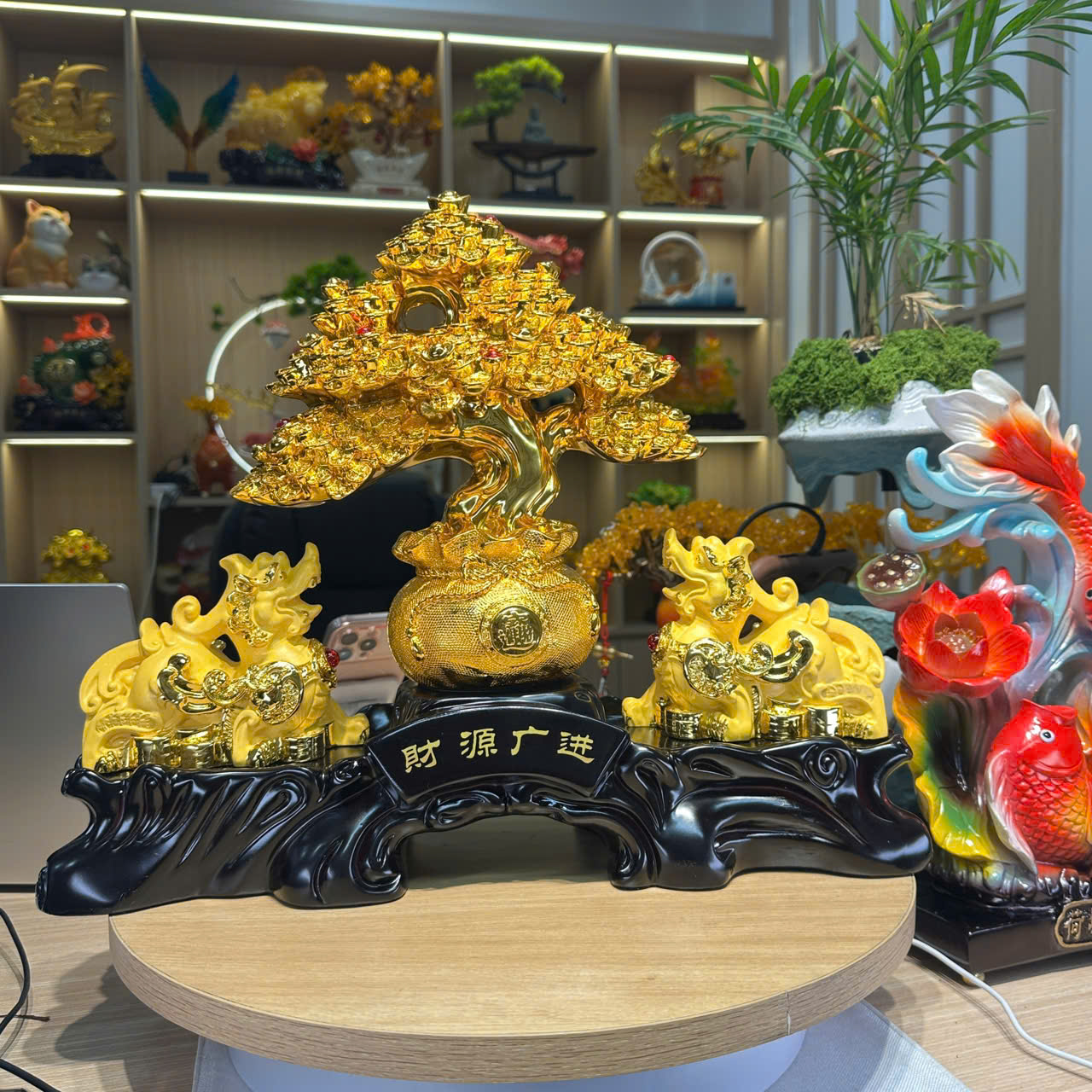 Tượng Phong Thuỷ Cây Tài Lộc Tỳ Hươu, Cóc Thiềm Thừ 44x14x35, Quà Tặng Tân Gia Khai Trương Sinh Nhật