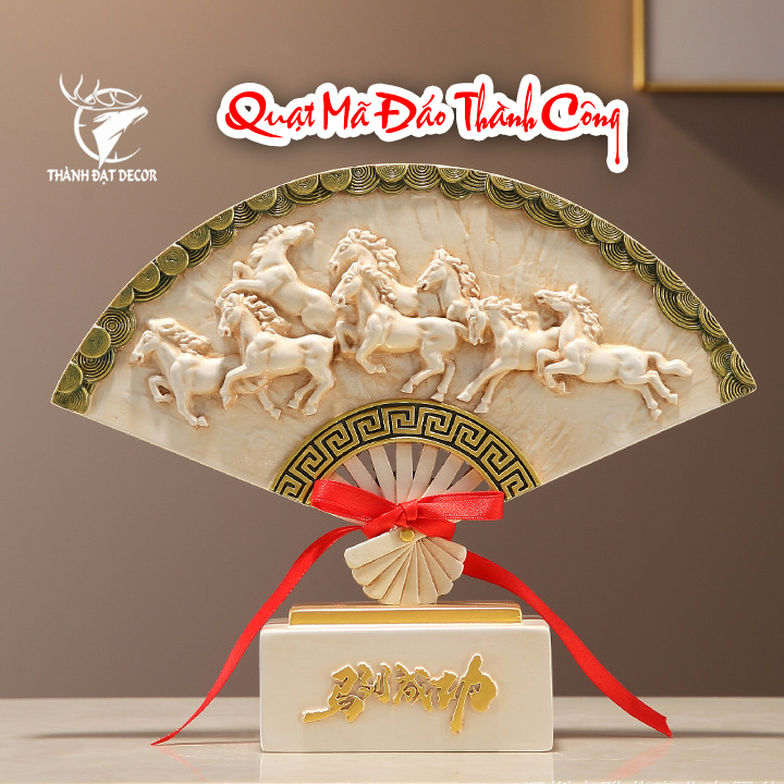 Tượng Ngựa Phong Thủy Quạt Mã Đáo Thành Công Bát Mã Truy Phong– Decor, Quà Tặng Khai Trương, Tân Gia