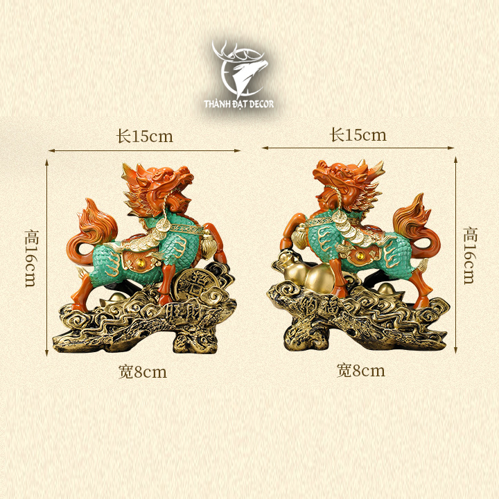 Cặp Tượng Kỳ Lân Phong Thủy Trấn Trạch Chiêu Tài, Quà Tặng Tân Gia Khai Trương Sinh Nhật Decor Nhà