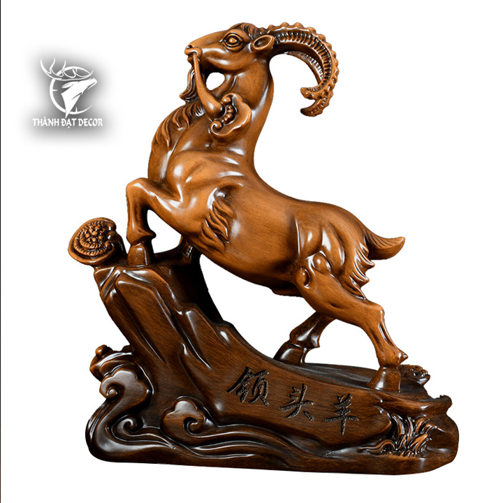 Tượng Con Dê Phong Thủy Màu Gỗ Cho Người Tuổi Mùi, Quà Tặng Sinh Nhật, Tân Gia, Khai Trương Decor