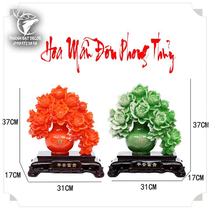 Tượng Hoa Mẫu Đơn, Hoa Phú Quý Phong Thuỷ , Quà Tặng Tân Gia Khai Trương Sinh Nhật
