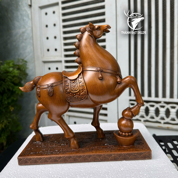 Tượng Ngựa Mã Đáo Thành Công Bột Đá Sơn Giả Gỗ – Trang Trí Phong Thủy Quà Tặng Tân Gia Khai Trương Sinh Nhật