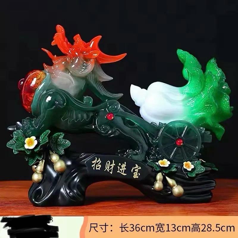 Tượng Tỳ Hưu kéo bắp cải phong thủy 36x13x29cm, Trấn trạch chiêu tài quà tặng tân gia khai trương.