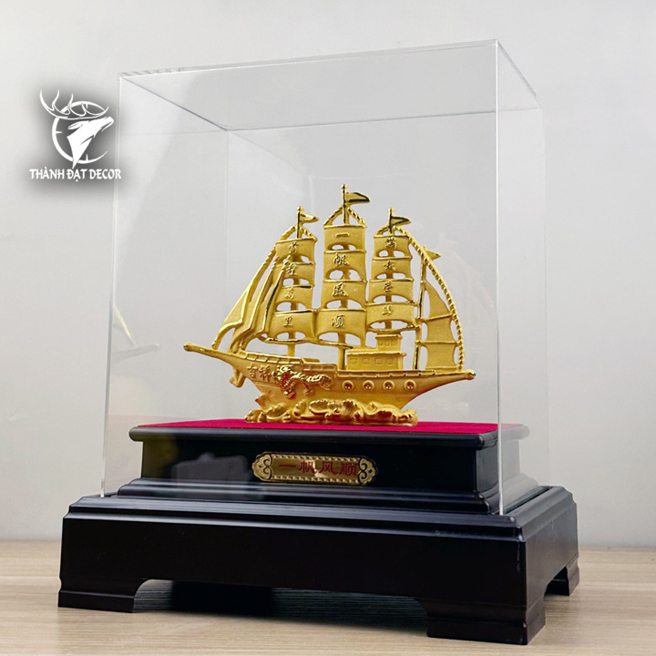 Hộp Quà Tượng Thuyền Thuận Buồm Xuôi Gió , Decor Quà Tặng Phong Thủy Tân Gia Khai Trương Đối Tác
