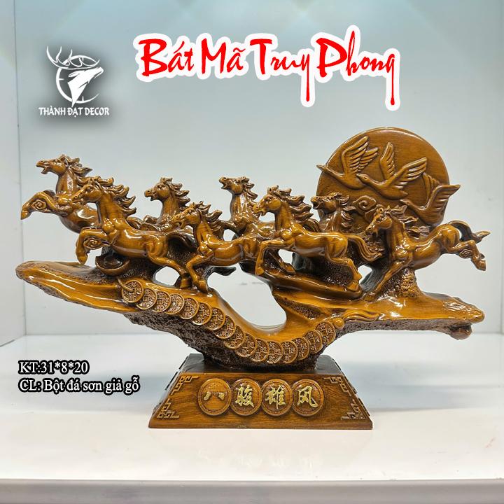 Tượng Bát Mã Truy Phong , Mã Đáo Thành Công size 31x8x20cm Quà Tặng Tân Gia Khai Trương, Decor