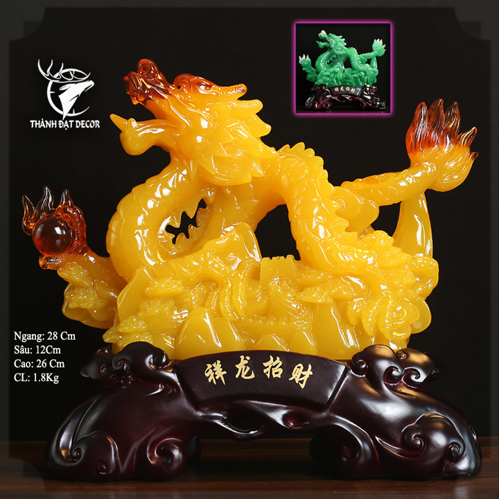 Tượng Con Rồng Cầm Minh Châu Phong Thủy Dành Cho Người Tuổi Thìn, Quà Tặng Trang Trí Nhà Cửa, Decor  Khai Trương