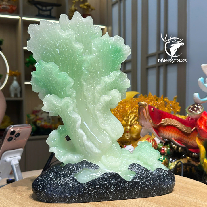 Tượng bắp cải phong thủy bột đá ngọc bích – Tụ tài giữ lộc, quà tặng tân gia khai trương sinh nhật