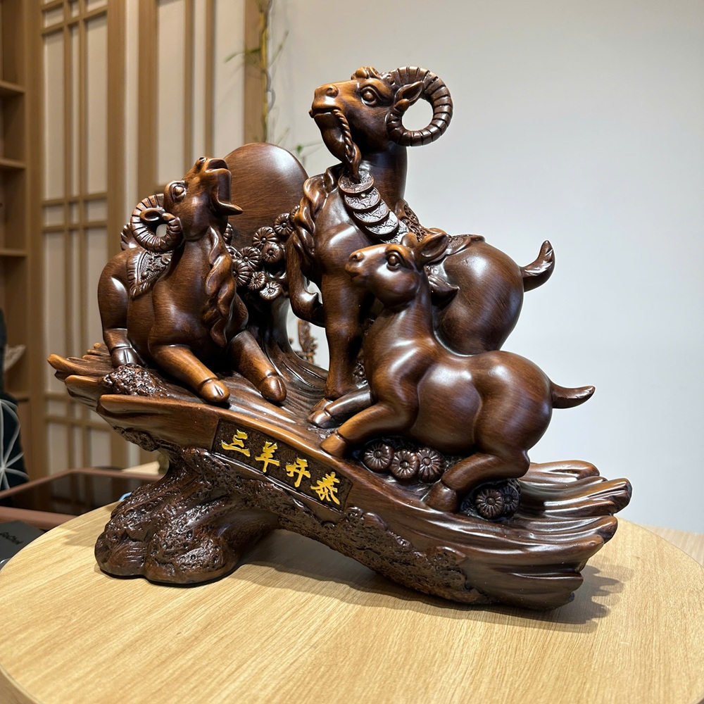 Tượng 3 con Dê 33x14x29cm phong thủy , Quà Tặng Tuổi Mùi Decor tân gia khai trương sinh nhật