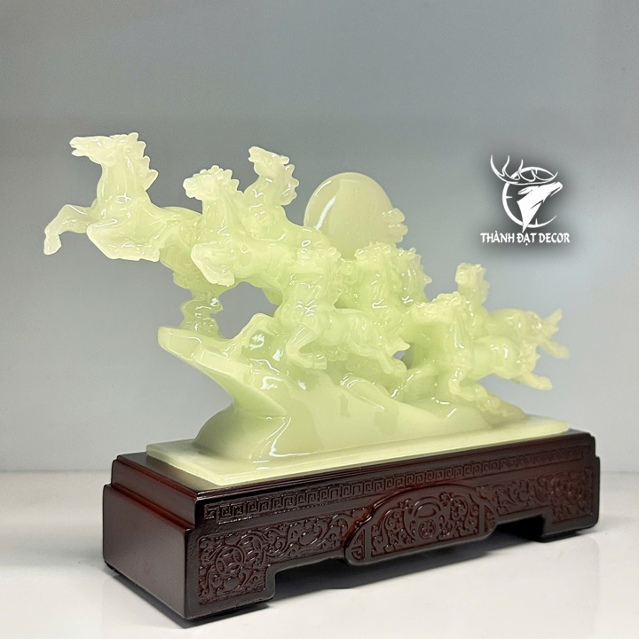 Tượng Bát Mã Truy Phong Trắng Ngọc, Mang Lộc Tài, May Mắn Vào Nhà Quà Tặng Tân Gia Khai Trương Decor