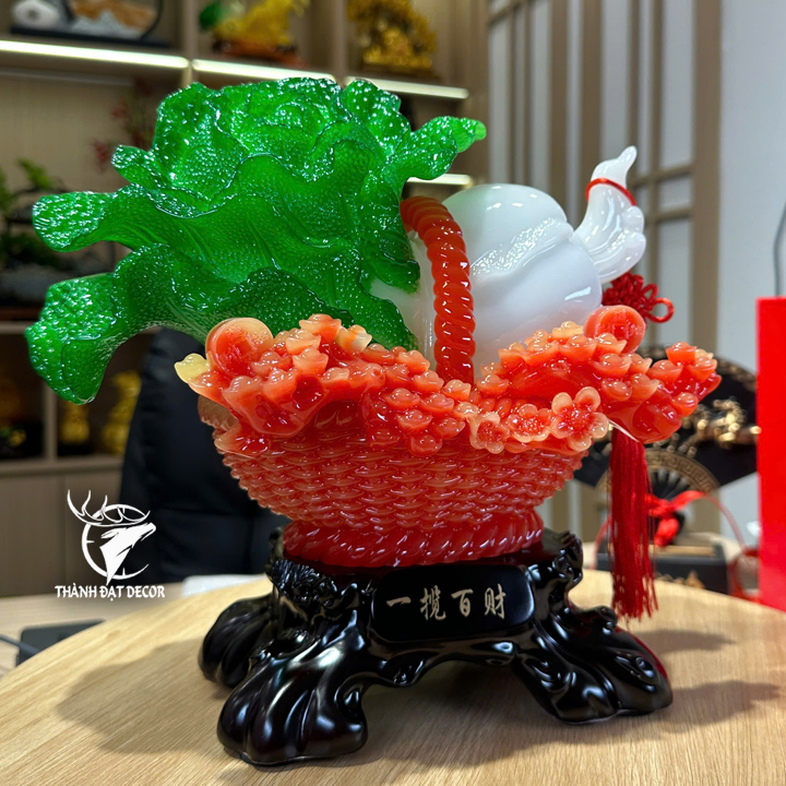 Tượng giỏ bắp cải hồ lô phong thủy 28x16x28cm  Quà Tặng Decor Tân Gia Khai Trương Sinh Nhật