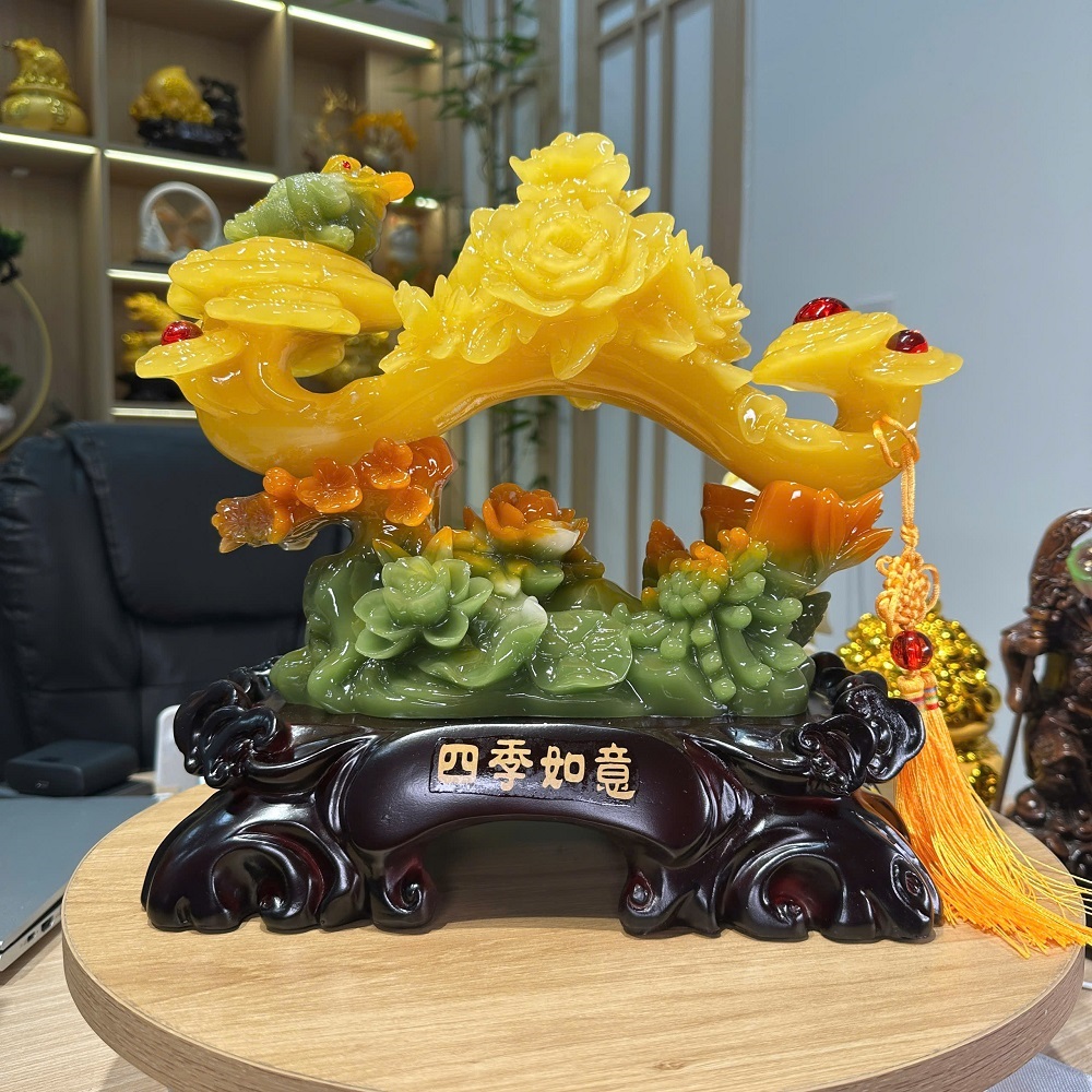Tượng Trượng Như Ý Tứ Quý Phong Thủy 33x17x30Cm Decor Trang Trí Phòng Khách Quà Tặng Khai Trương