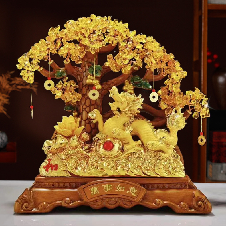 Tượng Phong Thủy Rồng Mèo Cây Tài Lộc, Tượng Decor Trang Trí Nhà Cửa Quà Tặng Tân Gia Khai Trương Sinh Nhật Ý Nghĩa