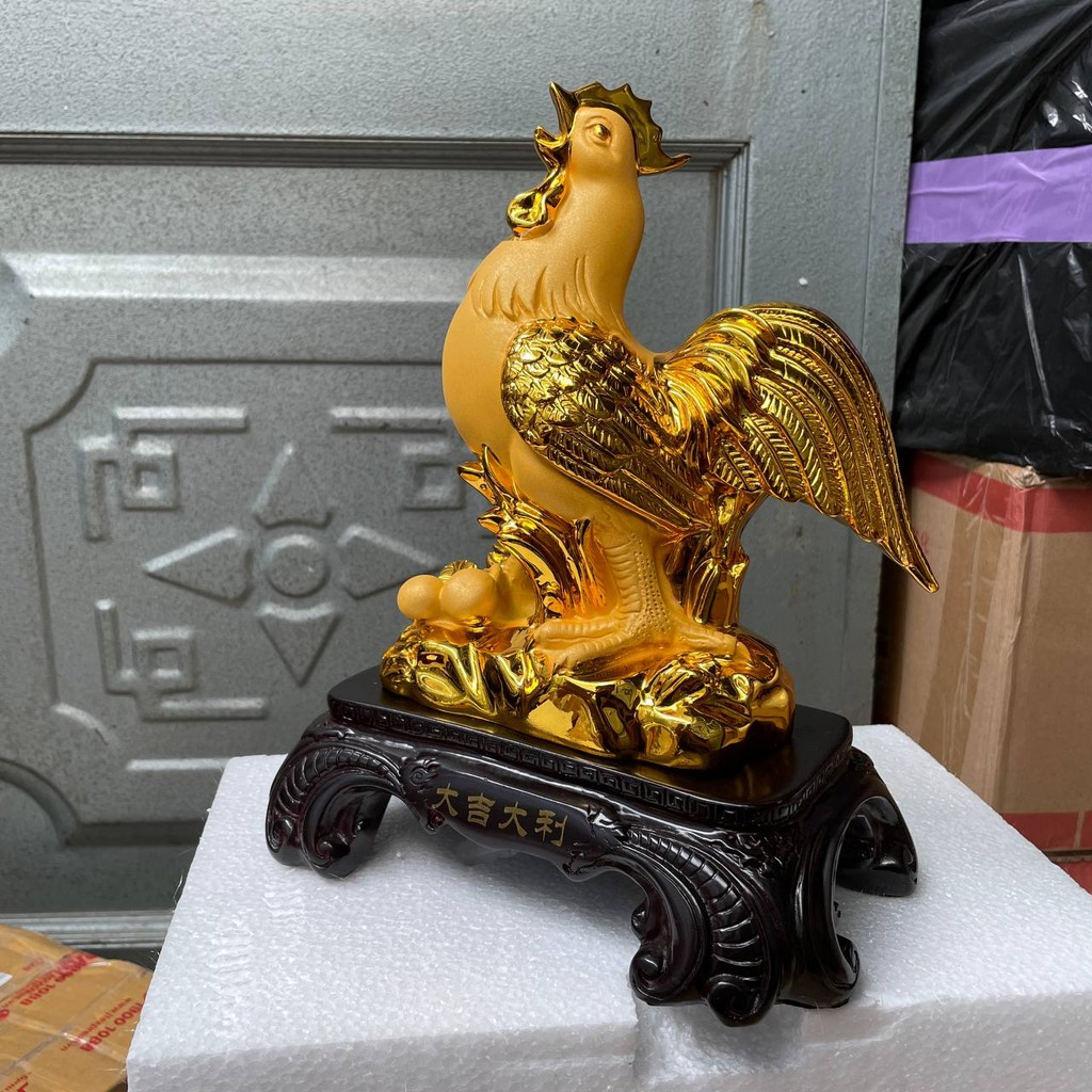 Tượng Gà Vàng Kim Kê Phong Thủy Size 28 Cm Dành Cho Người Tuổi Dậu, Trang Trí Quà Tặng Sinh Nhật, Tân Gia, Khai Trương