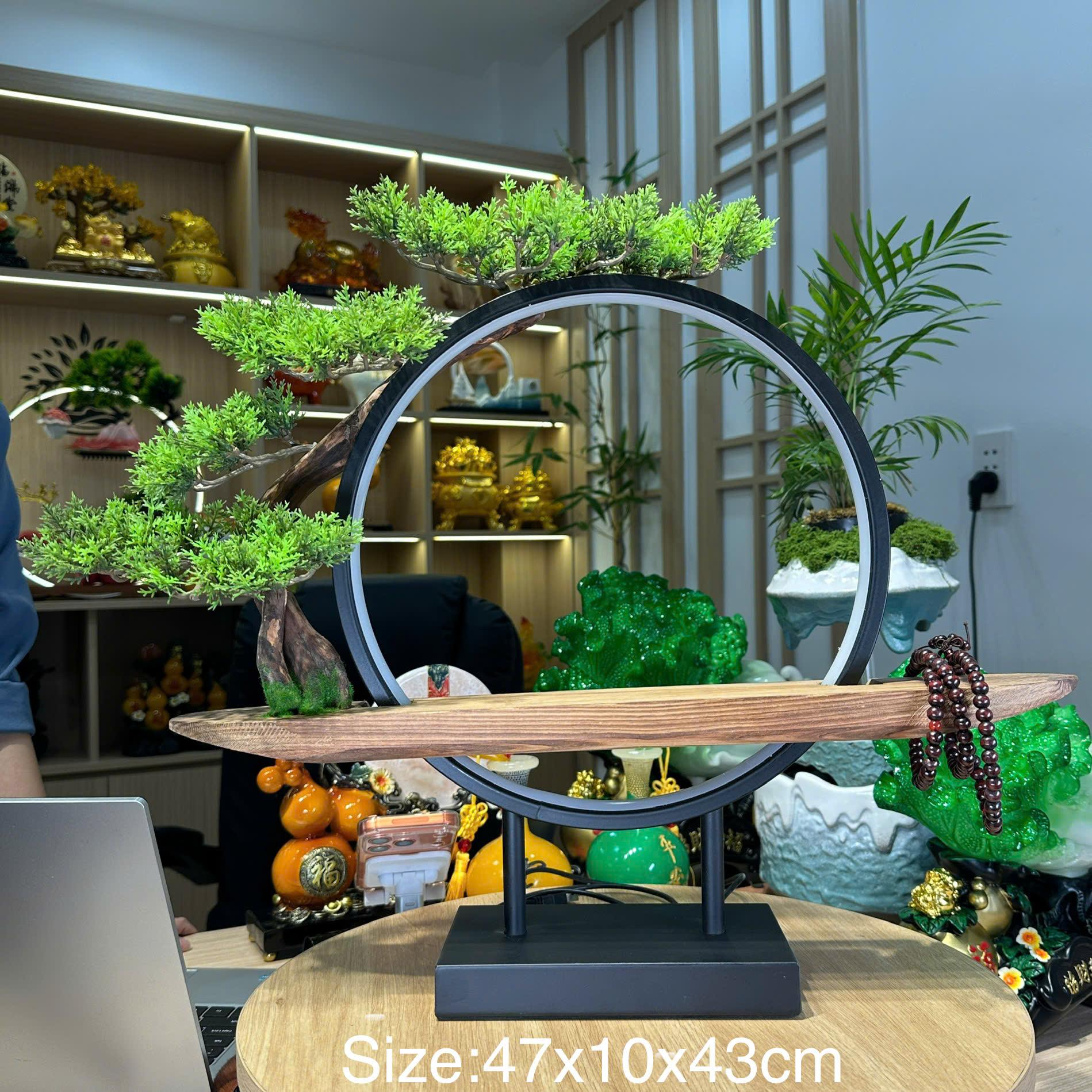 Kệ Gỗ Đặt Tượng Trang Trí Có Đèn Led , Có Thể Đốt Trầm Hương, Quà Tặng Tân Gia Khai Trương Trang Trí Bàn