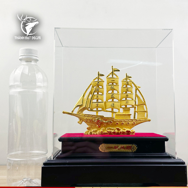 Hộp Quà Tượng Thuyền Thuận Buồm Xuôi Gió , Decor Quà Tặng Phong Thủy Tân Gia Khai Trương Đối Tác